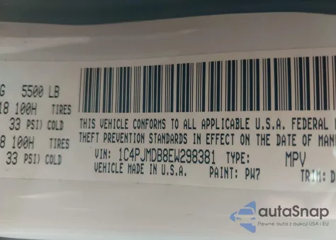 2014 Jeep Cherokee Limited from USA, damaged, VIN 1C4PJMDB8EW298381